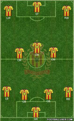 Yellow Red KV Mechelen 4-2-3-1 football formation