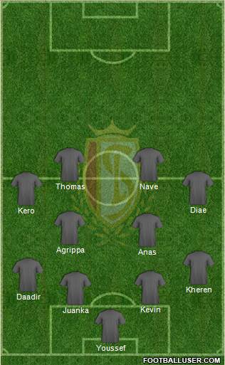 R Standard de Liège 4-2-4 football formation