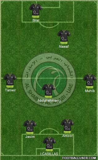 Al-Shabab (UAE) 5-4-1 football formation