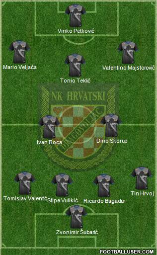 NK Hrvatski Dragovoljac 4-2-1-3 football formation