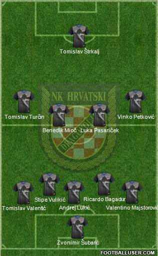 NK Hrvatski Dragovoljac 4-5-1 football formation