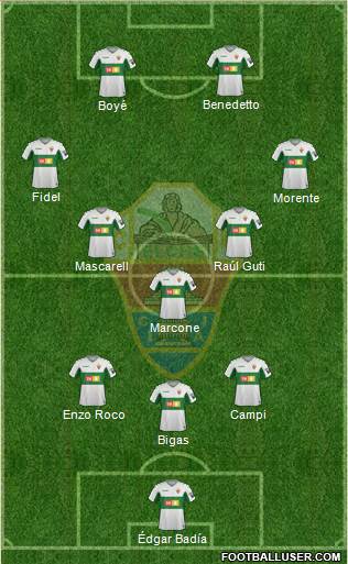 Elche C.F., S.A.D. 3-5-2 football formation