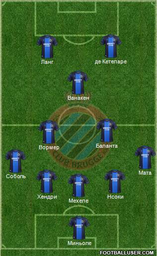 Club Brugge KV 5-3-2 football formation
