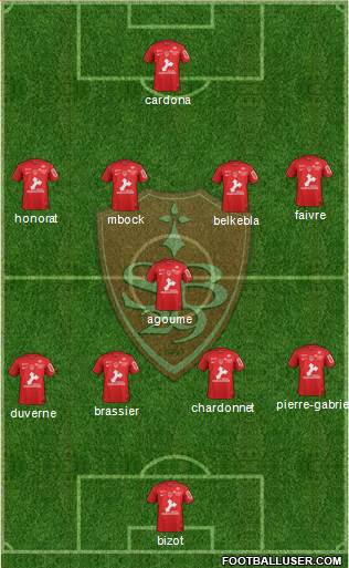 Stade Brestois 29 4-1-4-1 football formation