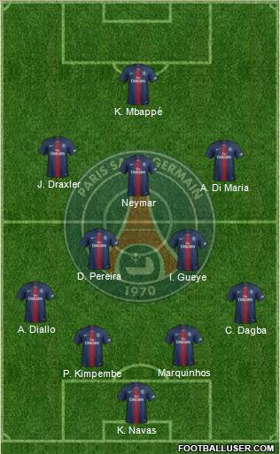 Paris Saint-Germain 4-2-3-1 football formation