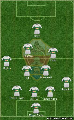 Elche C.F., S.A.D. 3-4-2-1 football formation