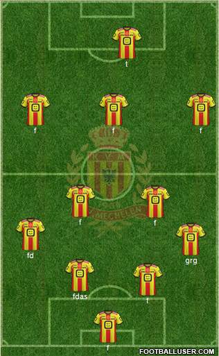 Yellow Red KV Mechelen football formation