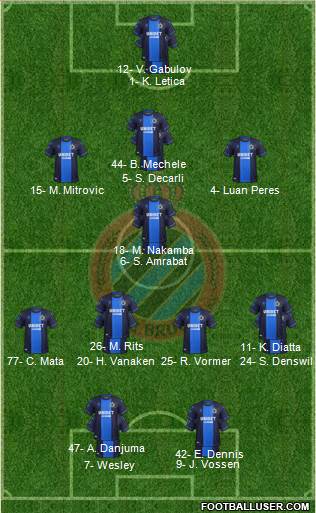 Club Brugge KV 3-5-2 football formation