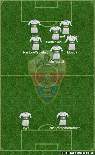 Elche C.F., S.A.D. 4-3-2-1 football formation