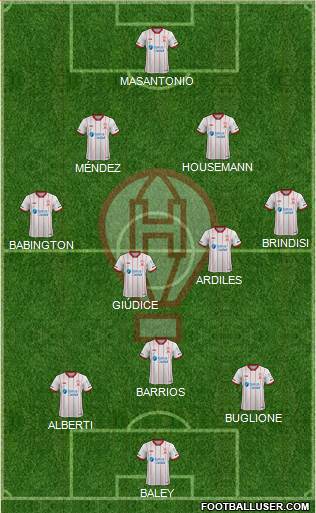 Huracán 3-4-2-1 football formation