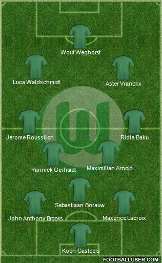 VfL Wolfsburg 3-4-3 football formation