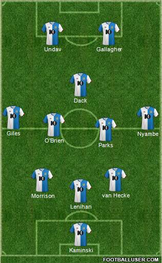 Blackburn Rovers 3-4-1-2 football formation