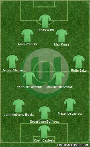 VfL Wolfsburg 3-4-3 football formation