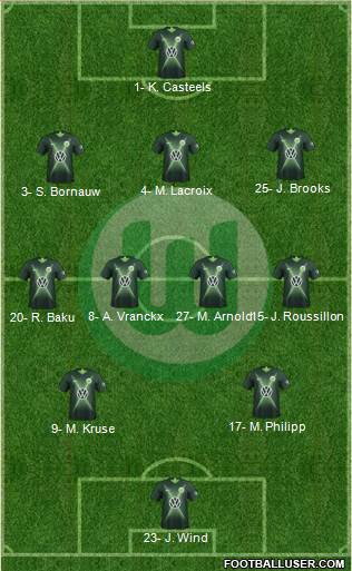VfL Wolfsburg 3-4-2-1 football formation
