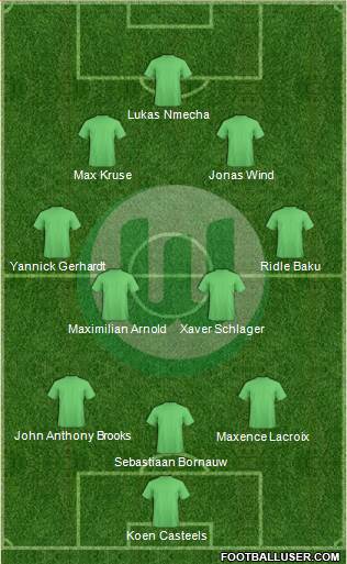 VfL Wolfsburg 3-4-3 football formation