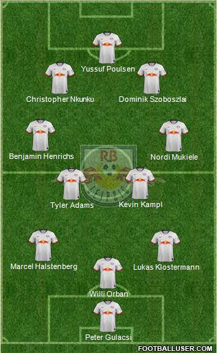 RasenBallsport Leipzig 3-4-3 football formation