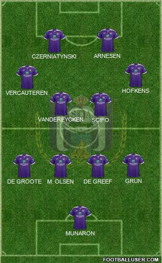 RSC Anderlecht 5-4-1 football formation