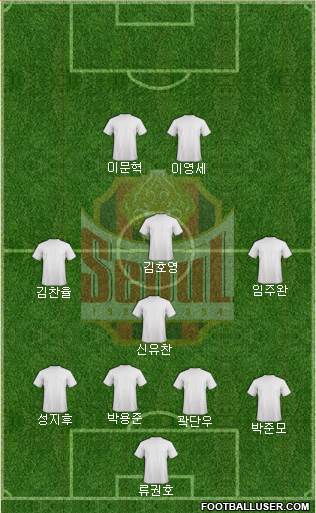 FC Seoul 4-1-3-2 football formation