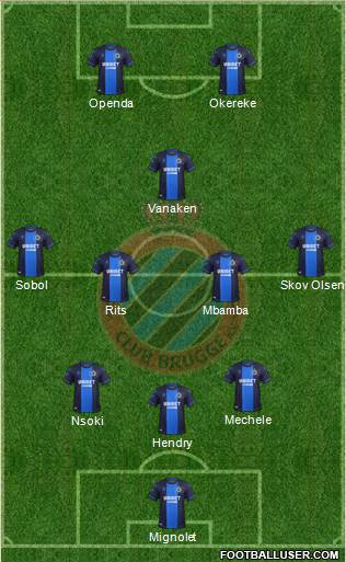 Club Brugge KV 3-4-1-2 football formation