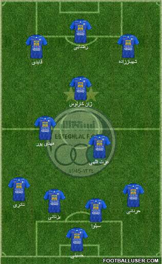 Esteghlal Tehran 4-2-1-3 football formation