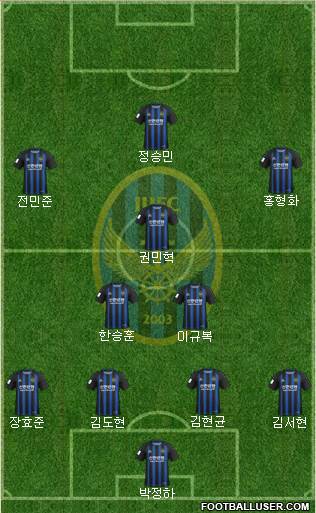 Incheon United 4-2-1-3 football formation