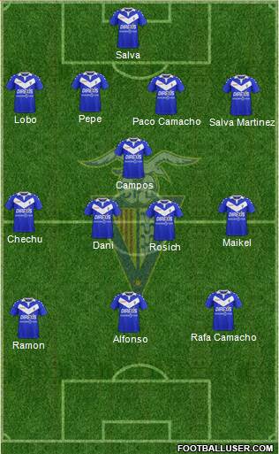 C.F. Badalona 4-1-3-2 football formation