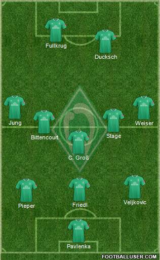 Werder Bremen 3-5-1-1 football formation