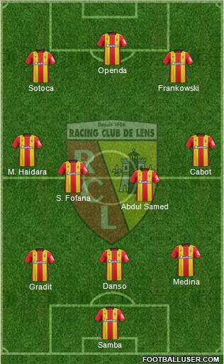 Racing Club de Lens 3-4-3 football formation