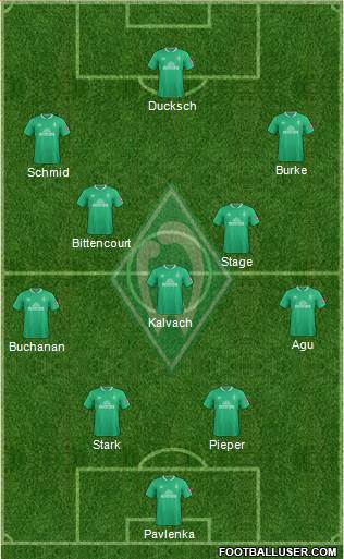 Werder Bremen 4-1-4-1 football formation