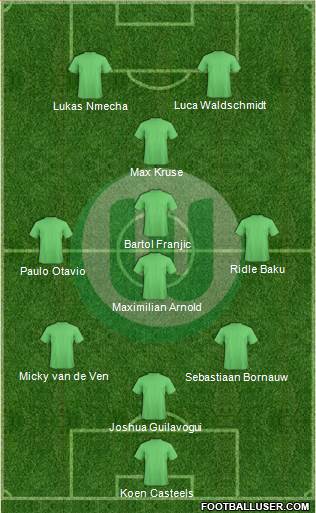 VfL Wolfsburg 3-4-1-2 football formation