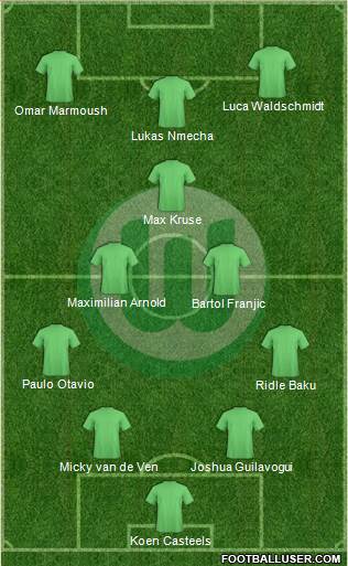 VfL Wolfsburg 4-2-1-3 football formation