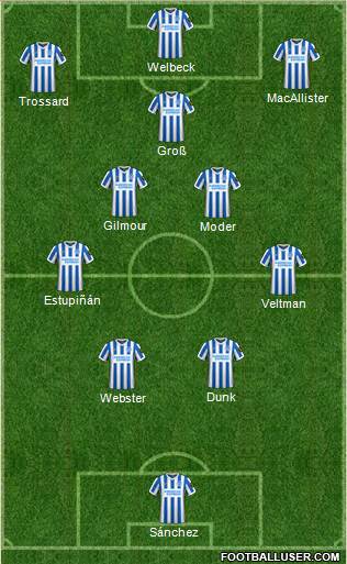 Brighton and Hove Albion 4-5-1 football formation