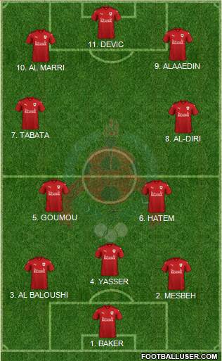 Al-Rayyan Sports Club 5-3-2 football formation
