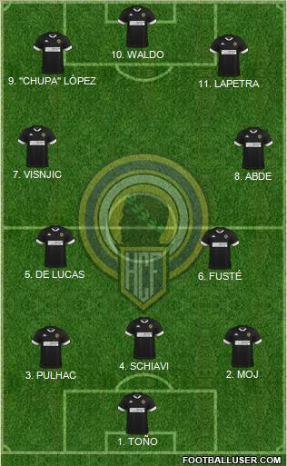 Hércules C.F., S.A.D. 4-2-4 football formation