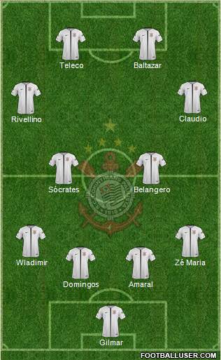 SC Corinthians Paulista 4-2-4 football formation