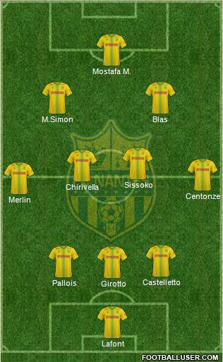 FC Nantes 3-4-3 football formation