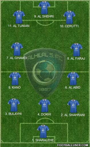 Al-Hilal (KSA) 4-2-4 football formation