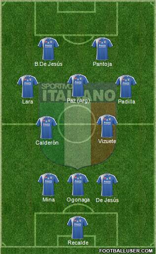 Sportivo Italiano 3-4-1-2 football formation