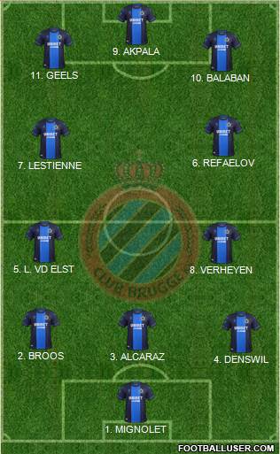 Club Brugge KV 4-5-1 football formation