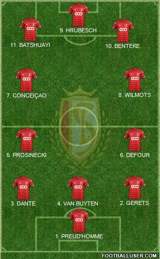 R Standard de Liège 4-2-4 football formation