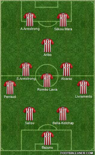 Southampton 4-3-1-2 football formation
