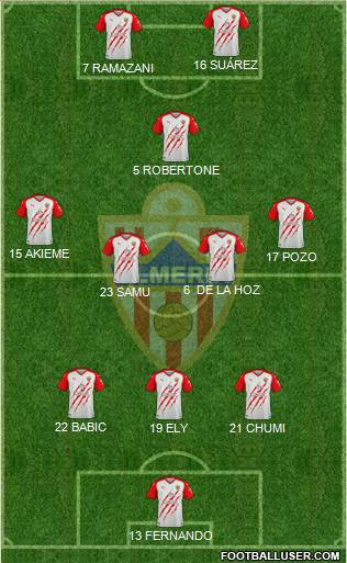 U.D. Almería S.A.D. 3-4-1-2 football formation