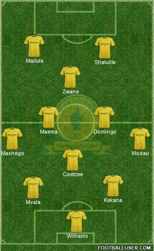 Mamelodi Sundowns 3-4-1-2 football formation