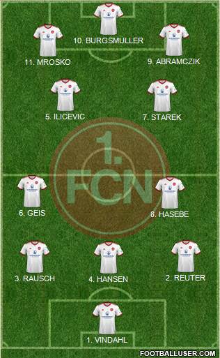 1.FC Nürnberg 4-2-1-3 football formation