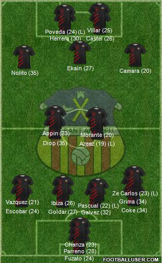 U.E. Sant Andreu 3-4-3 football formation