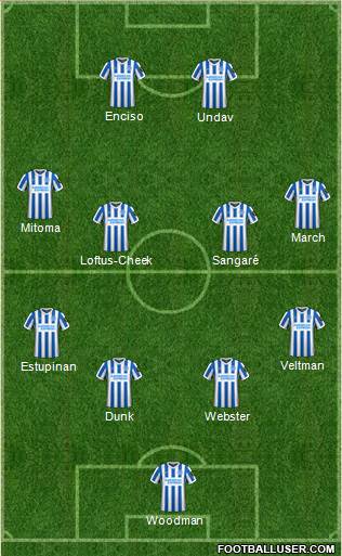 Brighton and Hove Albion 4-4-2 football formation