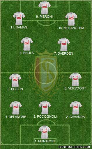 R Standard de Liège 4-2-1-3 football formation