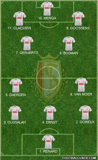R Standard de Liège 4-2-2-2 football formation