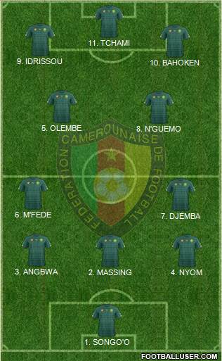Cameroon 4-2-1-3 football formation