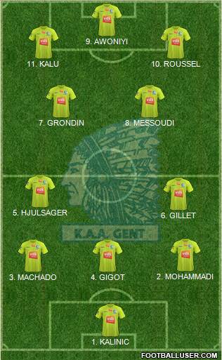 KAA Gent 4-2-3-1 football formation